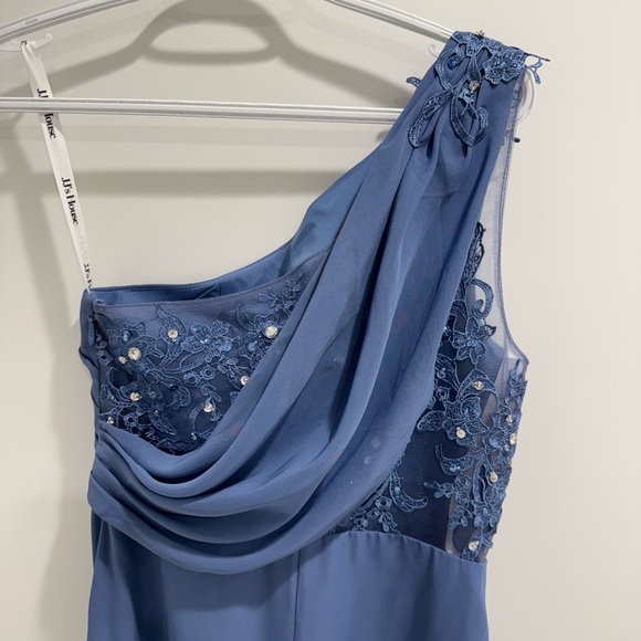 JJ’s House Dusty blue Blue One-Shoulder Prom Dress - Picture 5 of 5